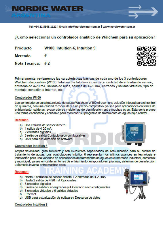 Como seleccionar un controlador analítico de Walchem para su aplicación