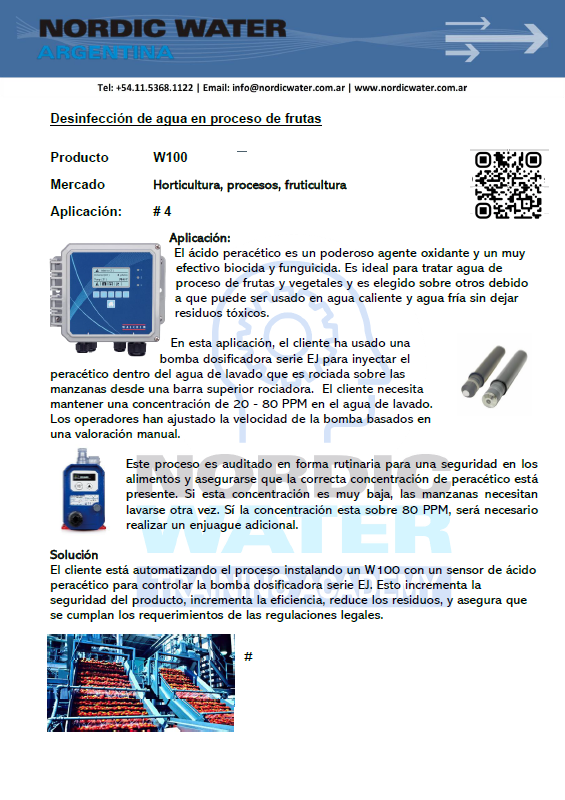 Desinfeccion de agua en procesos de tfrutas