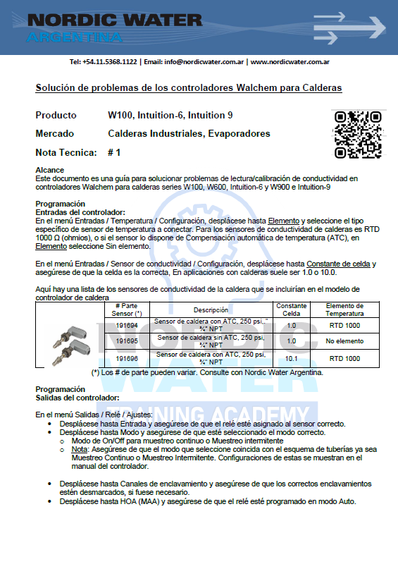 Solución de problemas de los controladores Walchem para calderas